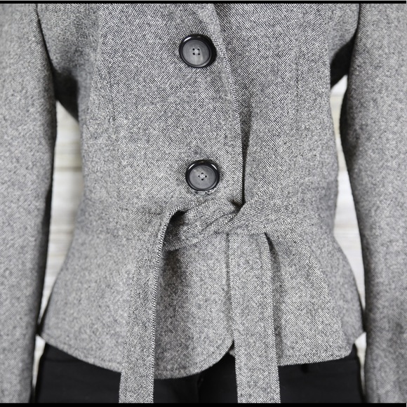 Celine K Wool Blend Gray Blazer Bow Front sz 6 - Picture 4 of 8